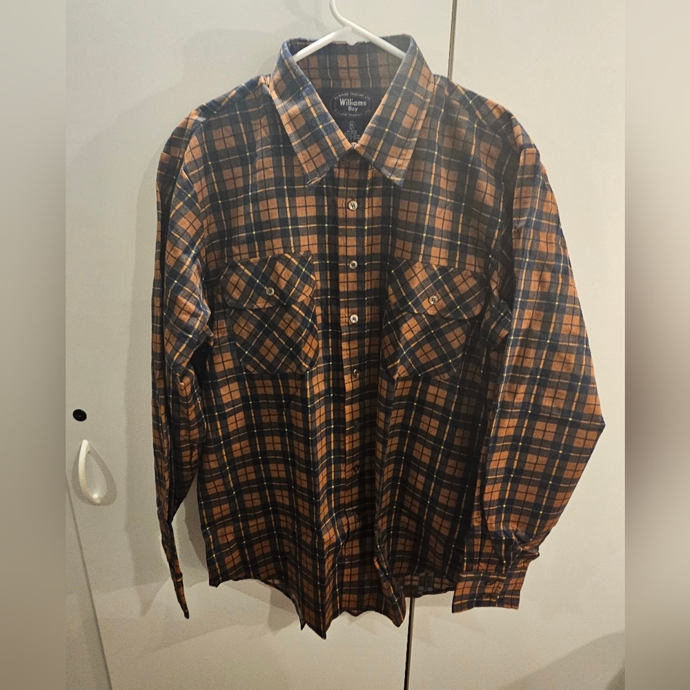 Williams Bay Plenge Trading XL Tall Brown/Black Flannel Button Down Shirt